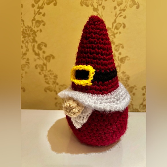 Hand Crocheted Santa Gnome 8 Inches Tall Christmas Decor! - Picture 2 of 7